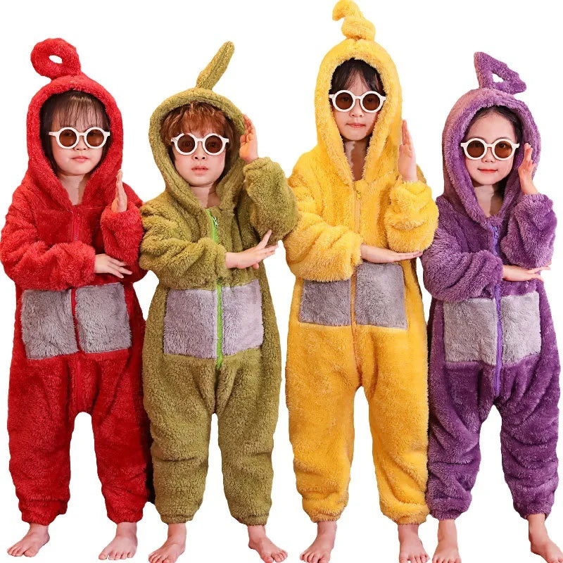 Teletubbies Pajamas Halloween Party Costume Children's Pajamas Kids Teletubbies Costumes Soft Long Sleeves Piece Lala Cosplay