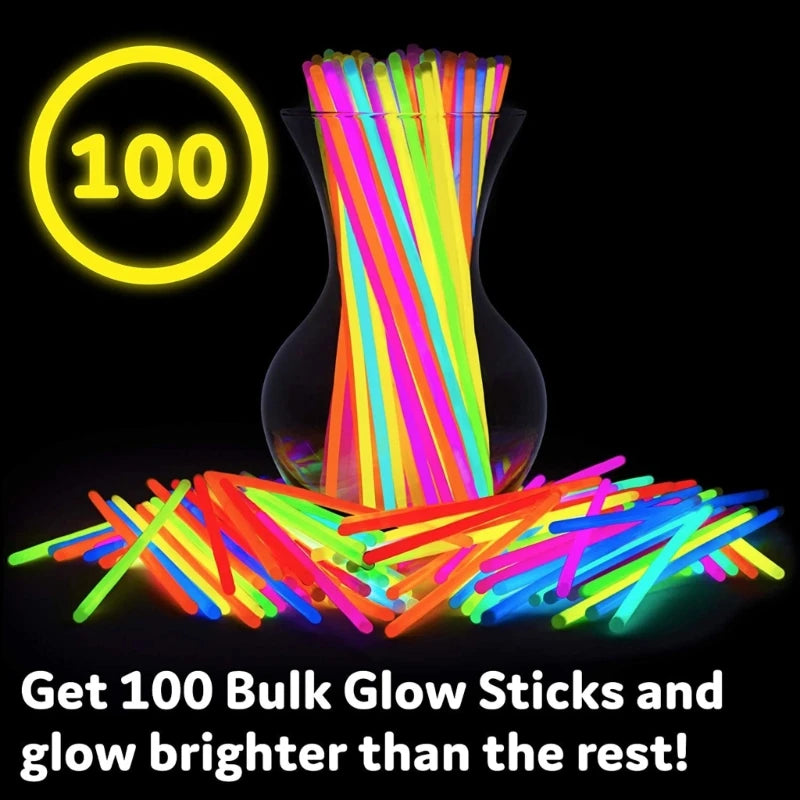 100pcs/set Glow Bracelets Sticks Glow in The Dark Sticks with Connectors Halloween Party Supply Glowsticks DIY Necklace