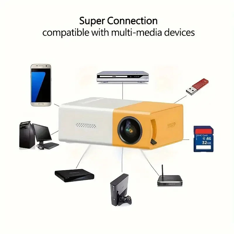 M100 HD Mini Projector Suitable Home Theater Outdoor Camp Compatible HD TV USB SD Stand Christmas Halloween Thanksgiving Gifts