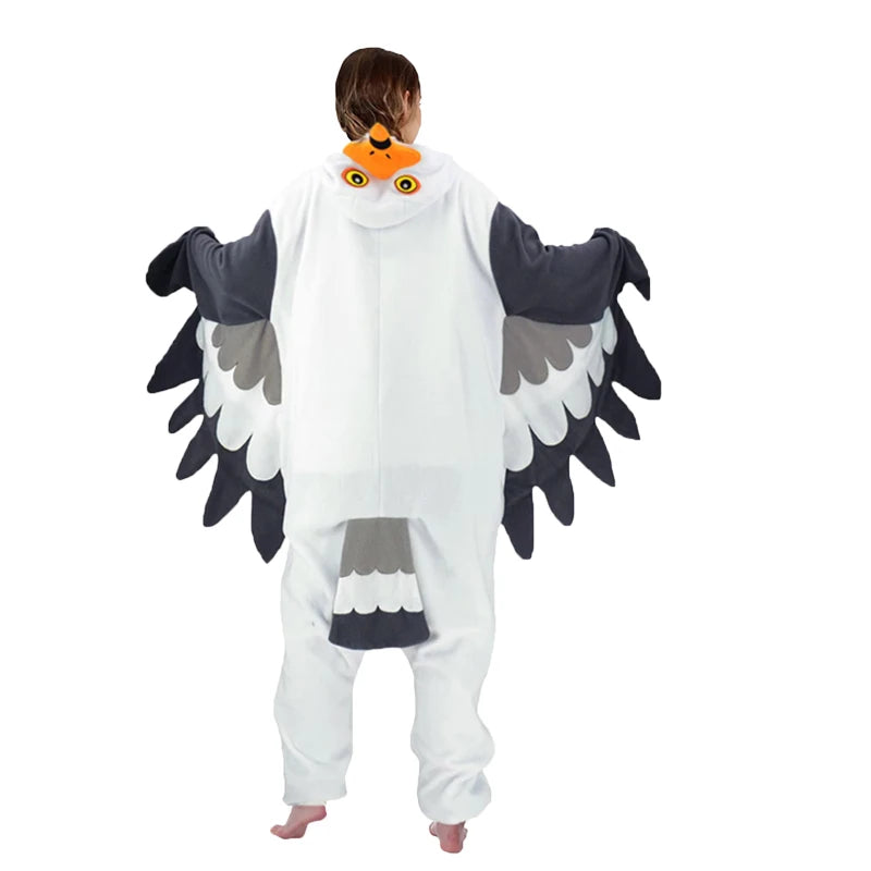 Adult Seagull Zipper Animal Kigurumi wool one-piece pajamas party cartoon costumes Halloween party Cosplay one-piece pajamas