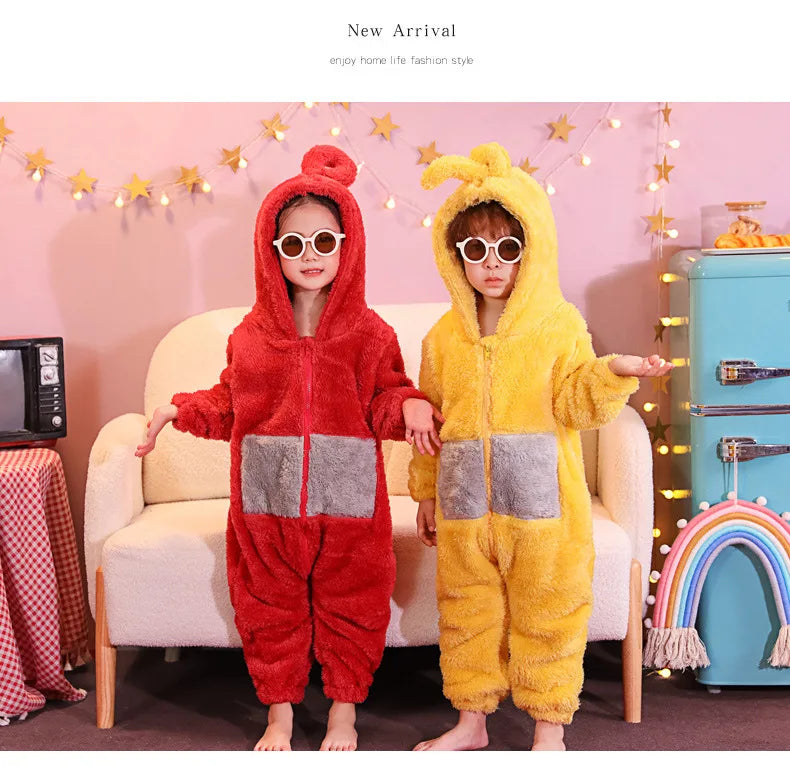 Teletubbies Pajamas Halloween Party Costume Children's Pajamas Kids Teletubbies Costumes Soft Long Sleeves Piece Lala Cosplay