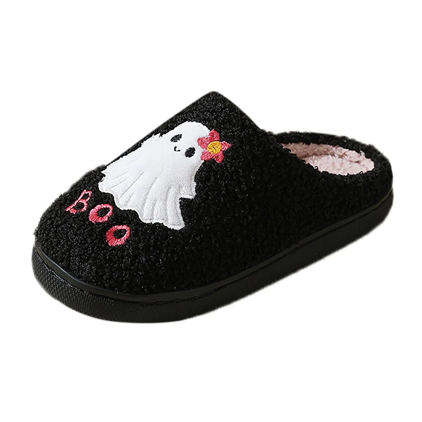 New Slippers for Women Halloween Cute Ghost Boo Print Cotton Warm Fluffy Slippers Home Platform Plush No-slip Women Home Slipper