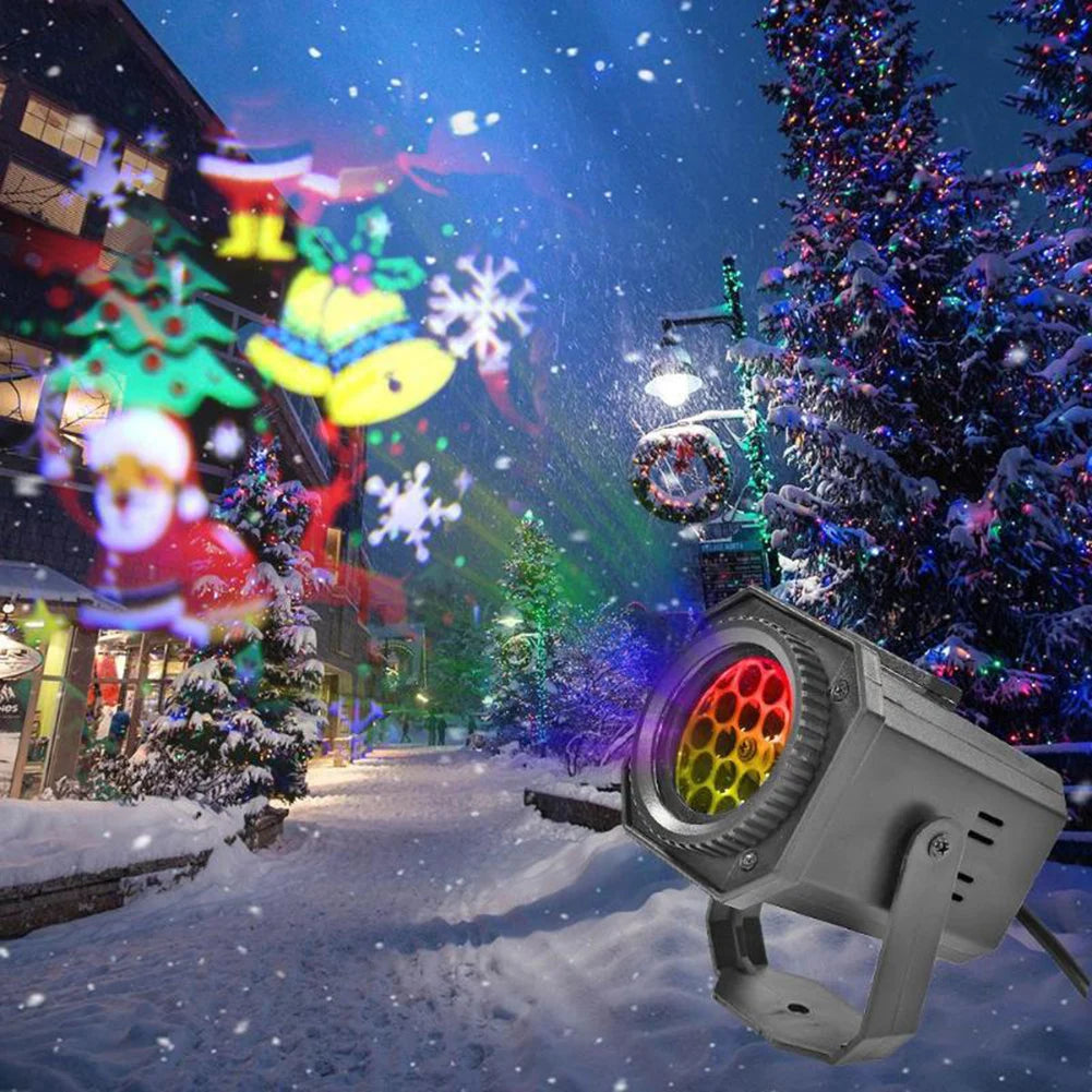 8W LED Snowflake Lamp Halloween Christmas Party Projector Light Pattern Laser Stage Light with 4 Pattern Cards US/EU/AU/UK Plug