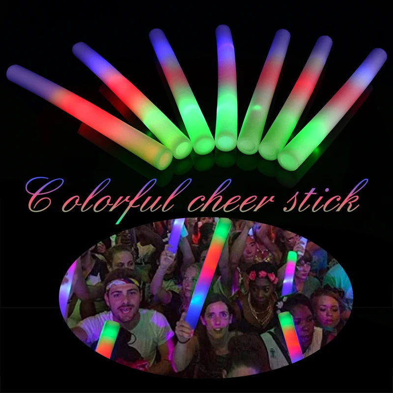 5pcs Light-Up LED Colorful Foam Sticks Sponge Glowsticks Cheer Tube RGB LED Glow In The Dark Light for Festival Party Supplies 8