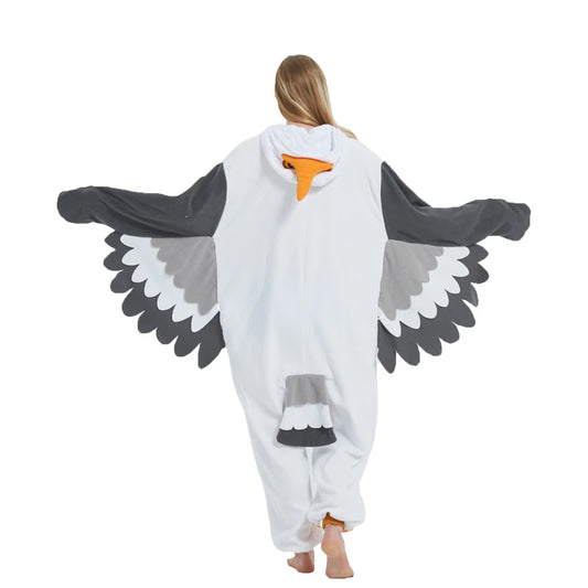 Adult Seagull Zipper Animal Kigurumi wool one-piece pajamas party cartoon costumes Halloween party Cosplay one-piece pajamas