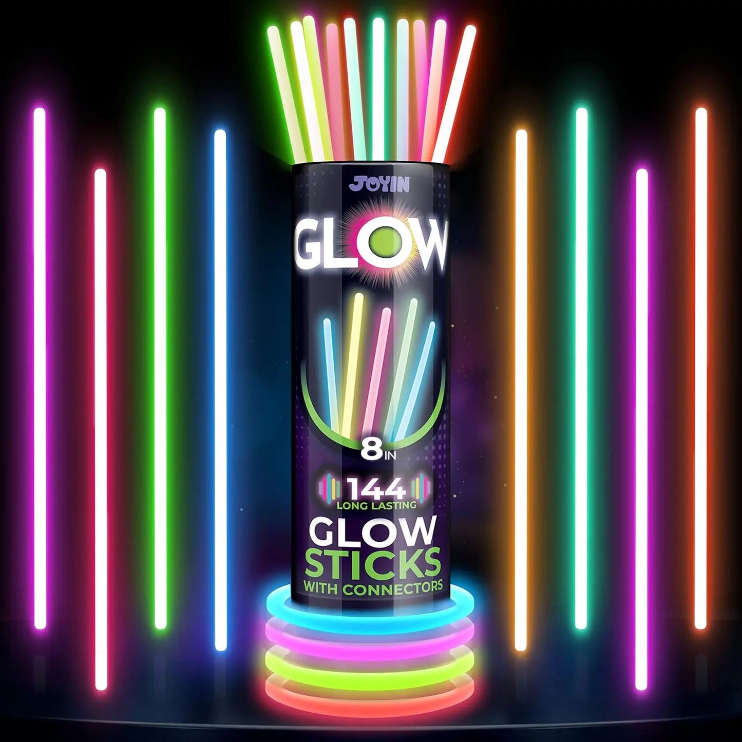 800 Pcs Bulk 8" Glowsticks Bracelets Necklaces, Glow in the Dark Neon Easter, Christmas, Halloween, Football Party Supplies Pack