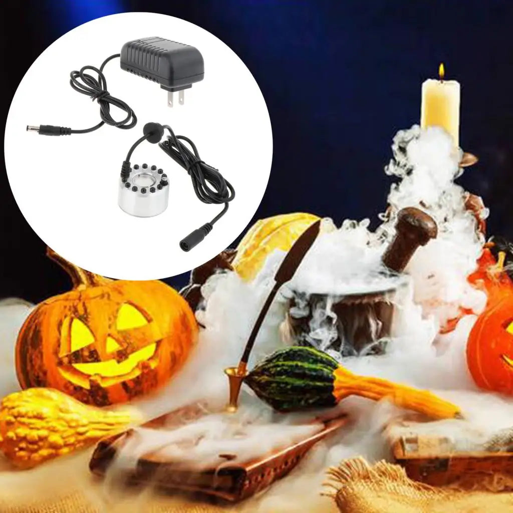 Halloween Mist Maker Fogger LED Pumpkin Light Water Fountain Pond Fog Machine Atomizer for Halloween Christmas Party Decoration